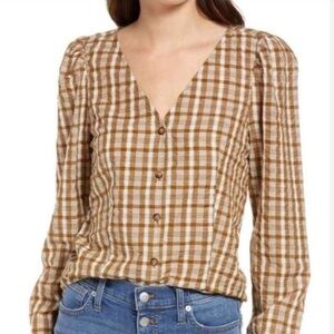 Madewell Plaid Brown Women's Top